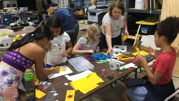 Makerspace manager Colleen Jordan leads at workshop at Decatur Makers